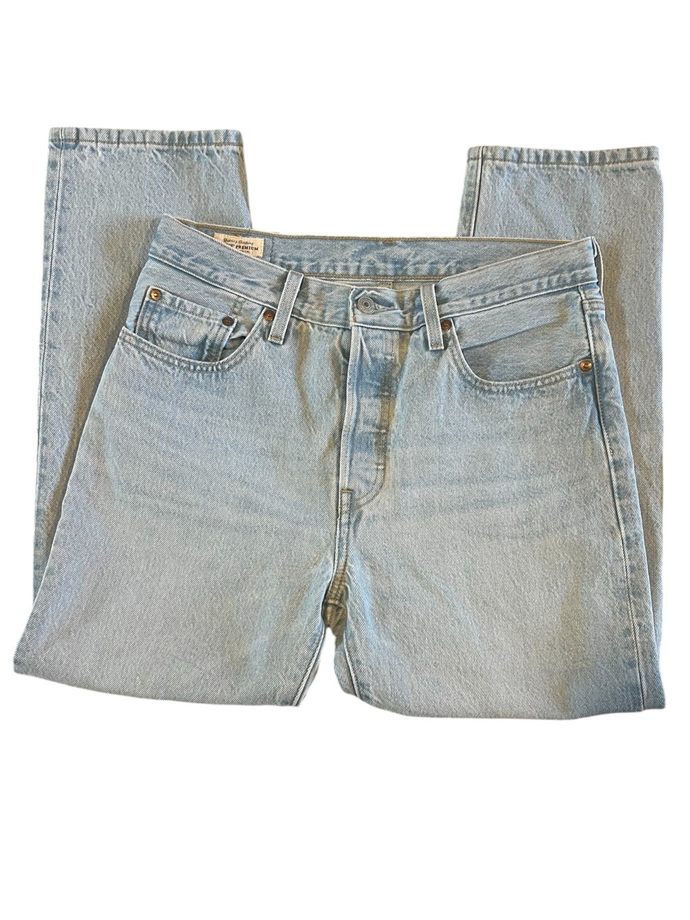 Levi 501 Light Wash Straight Cropped Jeans - Picture 5 of 10